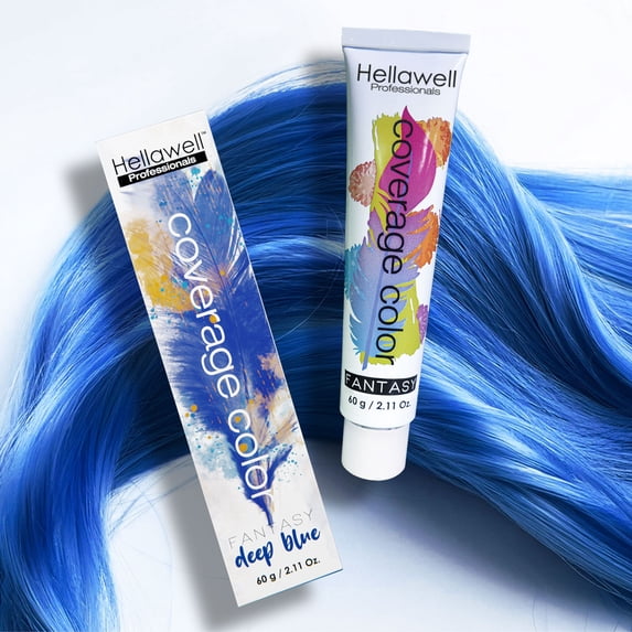 Hellawell Professional Hair Dye. Coverage Fantasy Deep Blue 2.11oz