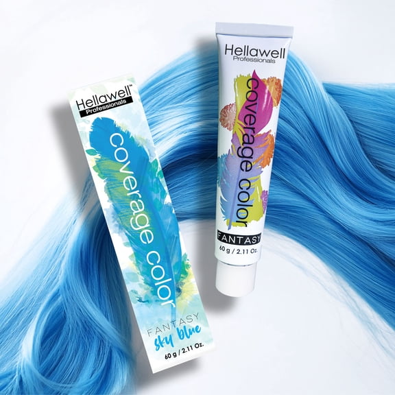 Hellawell Professional Hair Dye. Coverage Fantasy Sky Blue 2.11oz
