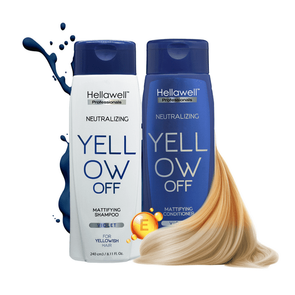 Hellawell Professionals Yellow OFF | Neutralizing Shampoo & Conditioner Kit | For Blonde Hair | Purple Shampoo | Neutralizes Blonde, Yellow and Orange tones | hair toner | 8.11 oz/ea