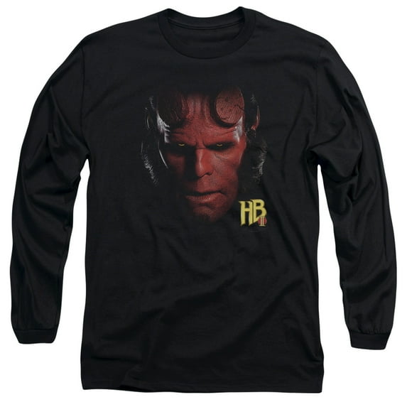 Hellboy II Hellboy Head Long Sleeve Adult 18/1 T-Shirt Black