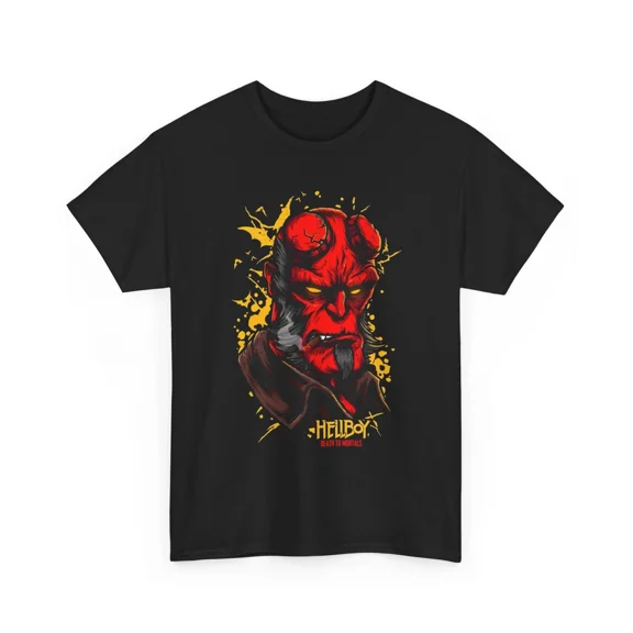 Hellboy Tee, Cool Comic Book Graphic T-Shirt, Superhero Costume Cosplay Top