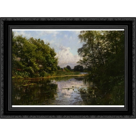 Hellebaek 24x19 Black Ornate Wood Framed Canvas Art by Monsted, Peder Mork