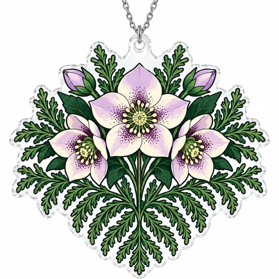 Halabore Hellebore Cedar Fan Acrylic Suncatcher Ornament for Sunroom Festive ...