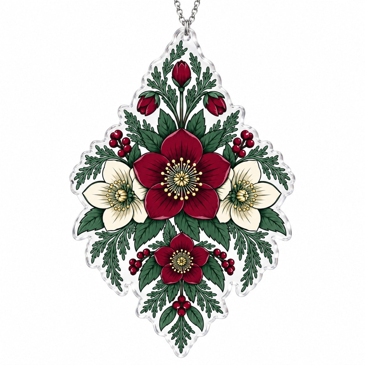 Halabore Hellebore Cedar Teardrop Acrylic Suncatcher Ornament for Window Winter ...