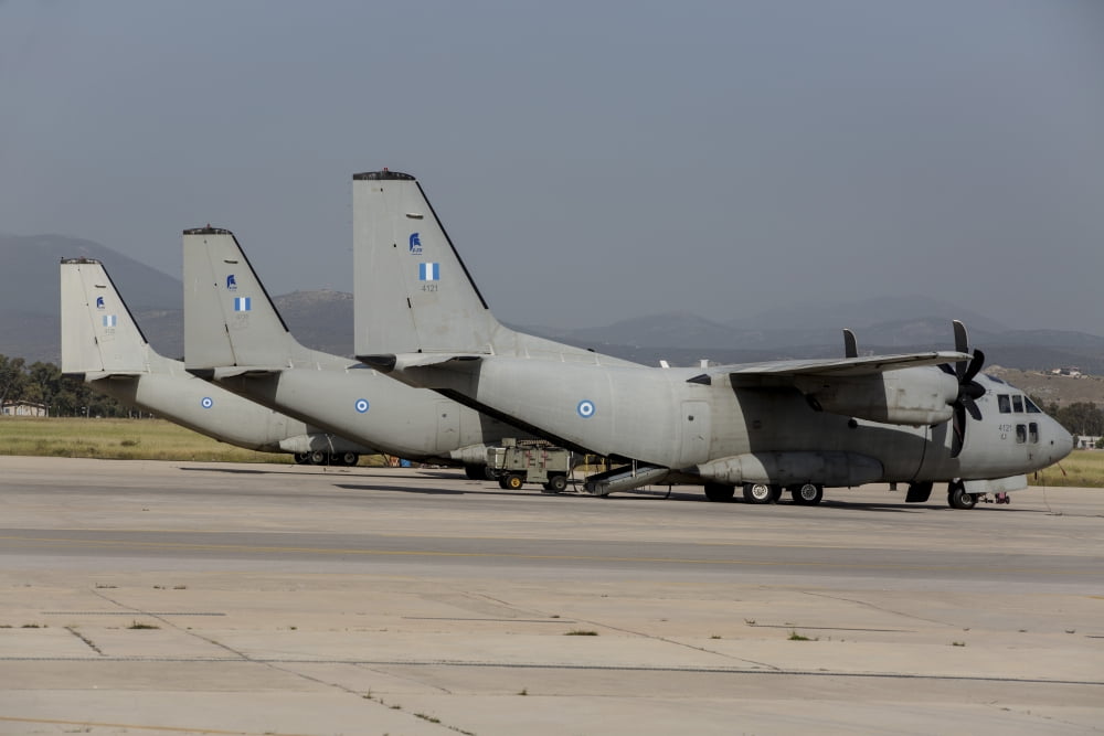 Hellenic Air Force C-27J Spartan transport aircraft at an airbase in Greece Canvas Art - Timm ZiegenthalerStocktrek Images (17 x 12)