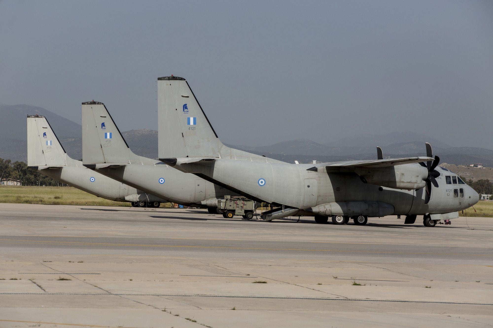 Hellenic Air Force C-27J Spartan transport aircraft at an airbase in Greece Canvas Art - Timm ZiegenthalerStocktrek Images (34 x 23)