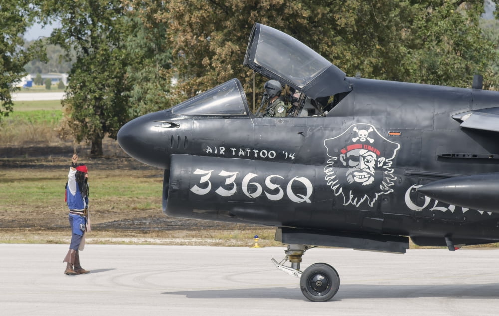 Hellenic Air Force TA-7 Corsair II at Araxos Air Base Greece Canvas Art - Giovanni CollaStocktrek Images (18 x 11)