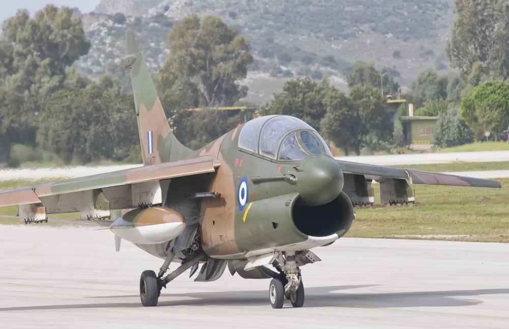 Hellenic Air Force TA-7 Corsair II at Araxos Air Base Greece Canvas Art - Giovanni CollaStocktrek Images (18 x 12)
