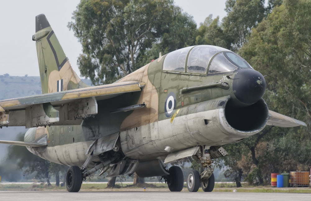 Hellenic Air Force TA-7 Corsair II at Araxos Air Base Greece Canvas Art - Giovanni CollaStocktrek Images (18 x 12)