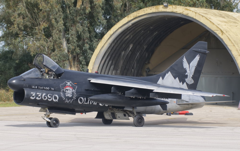 Hellenic Air Force TA-7 Corsair II at Araxos Air Base Greece Canvas Art - Giovanni CollaStocktrek Images (35 x 22)