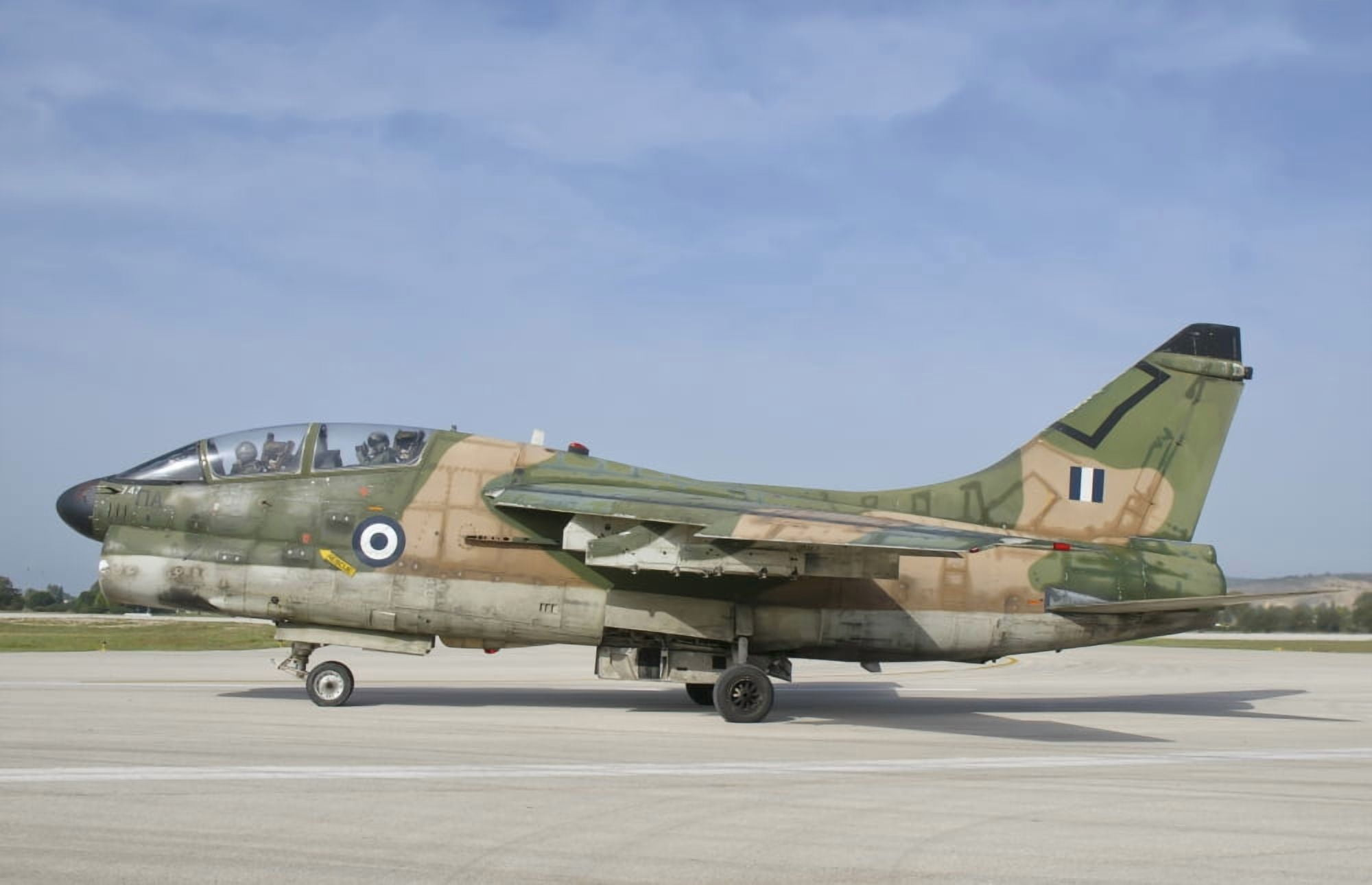 Hellenic Air Force TA-7 Corsair II at Araxos Air Base Greece Canvas Art - Giovanni CollaStocktrek Images (35 x 23)