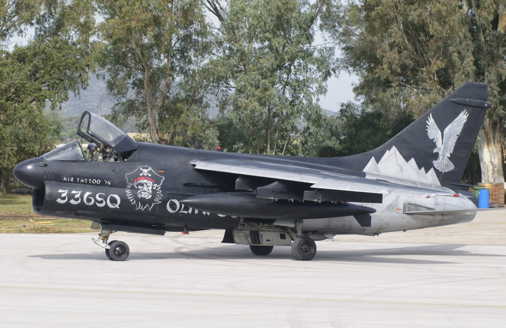 Hellenic Air Force TA-7 Corsair II at Araxos Air Base Greece Canvas Art - Giovanni CollaStocktrek Images (35 x 23)