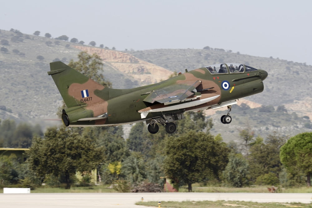 Hellenic Air Force TA-7C Corsair taking off Canvas Art - Daniele FaccioliStocktrek Images (17 x 12)