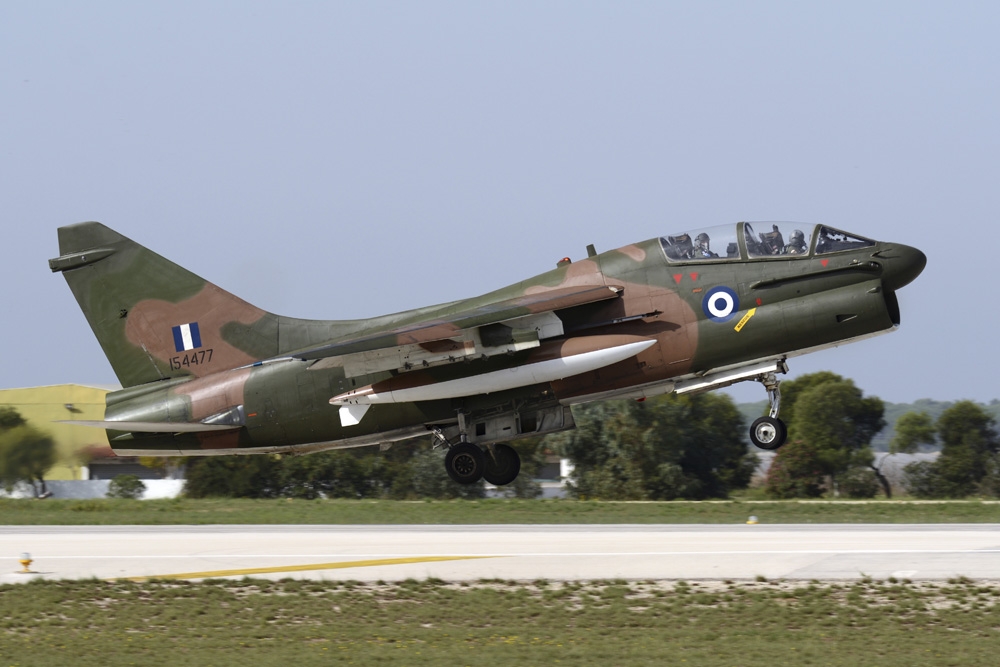 Hellenic Air Force TA-7C Corsair taking off Canvas Art - Daniele FaccioliStocktrek Images (17 x 12)