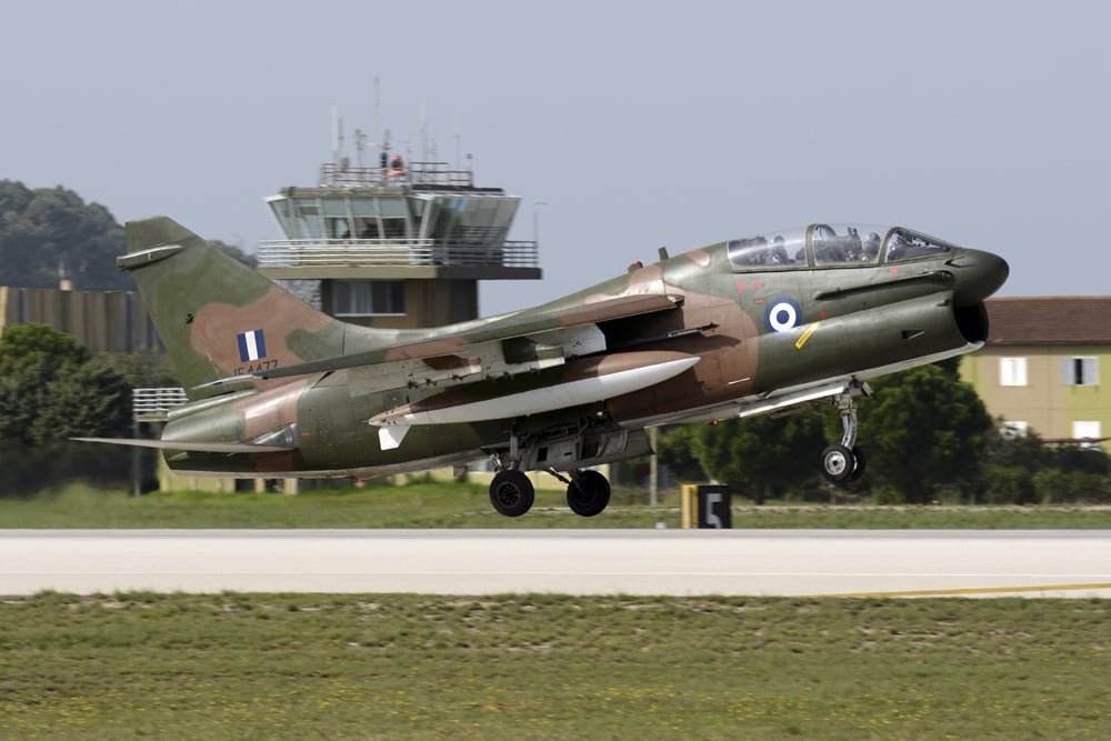 Hellenic Air Force TA-7C Corsair taking off Canvas Art - Daniele FaccioliStocktrek Images (17 x 12)