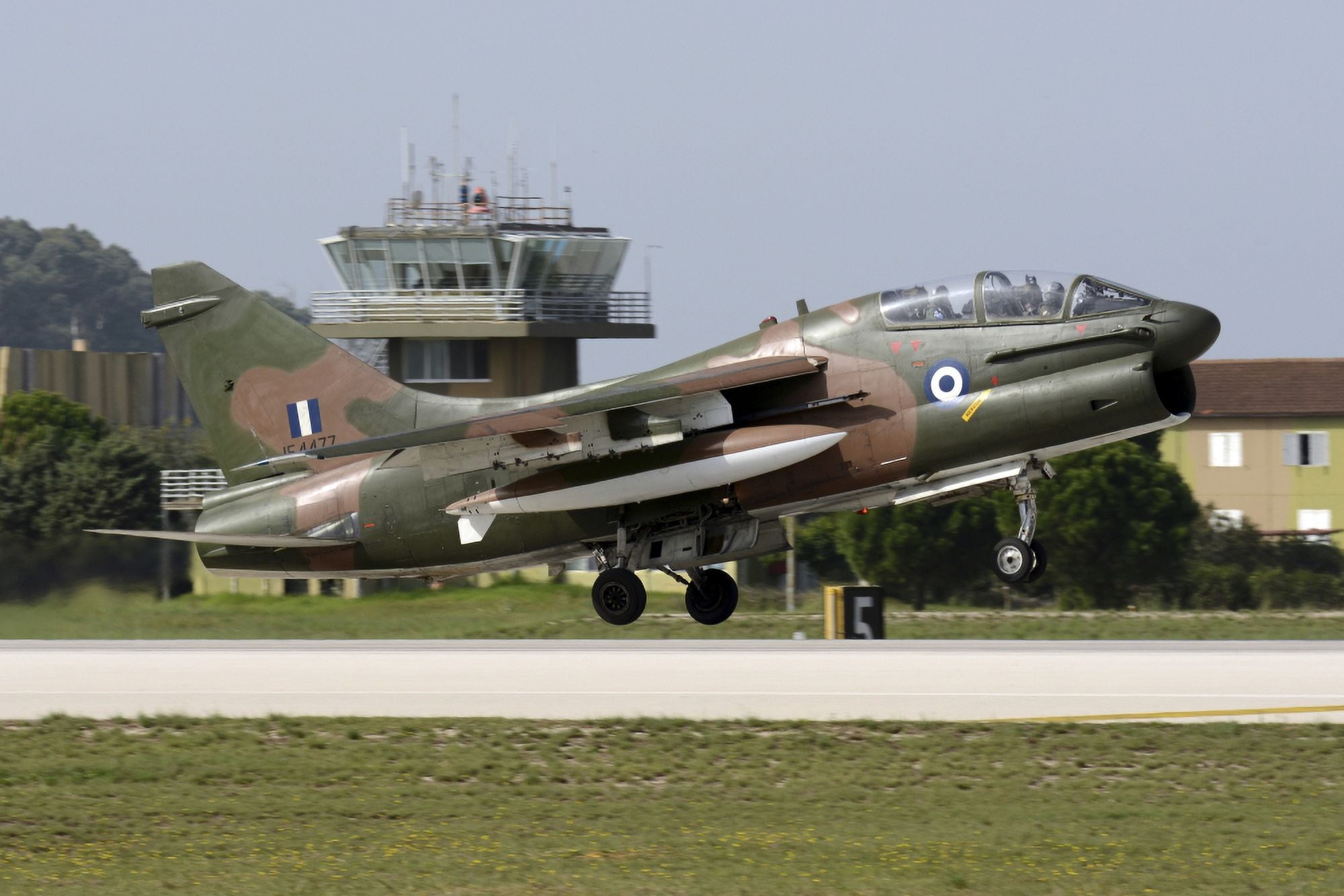 Hellenic Air Force TA-7C Corsair taking off Canvas Art - Daniele FaccioliStocktrek Images (34 x 23)