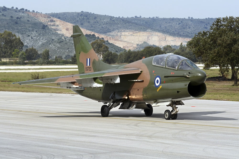 Hellenic Air Force TA-7C Corsair taxiing at Araxos Air Base Canvas Art - Daniele FaccioliStocktrek Images (17 x 12)
