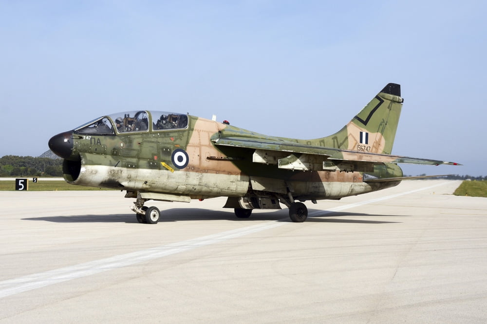 Hellenic Air Force TA-7C Corsair taxiing at Araxos Air Base Canvas Art - Daniele FaccioliStocktrek Images (17 x 12)