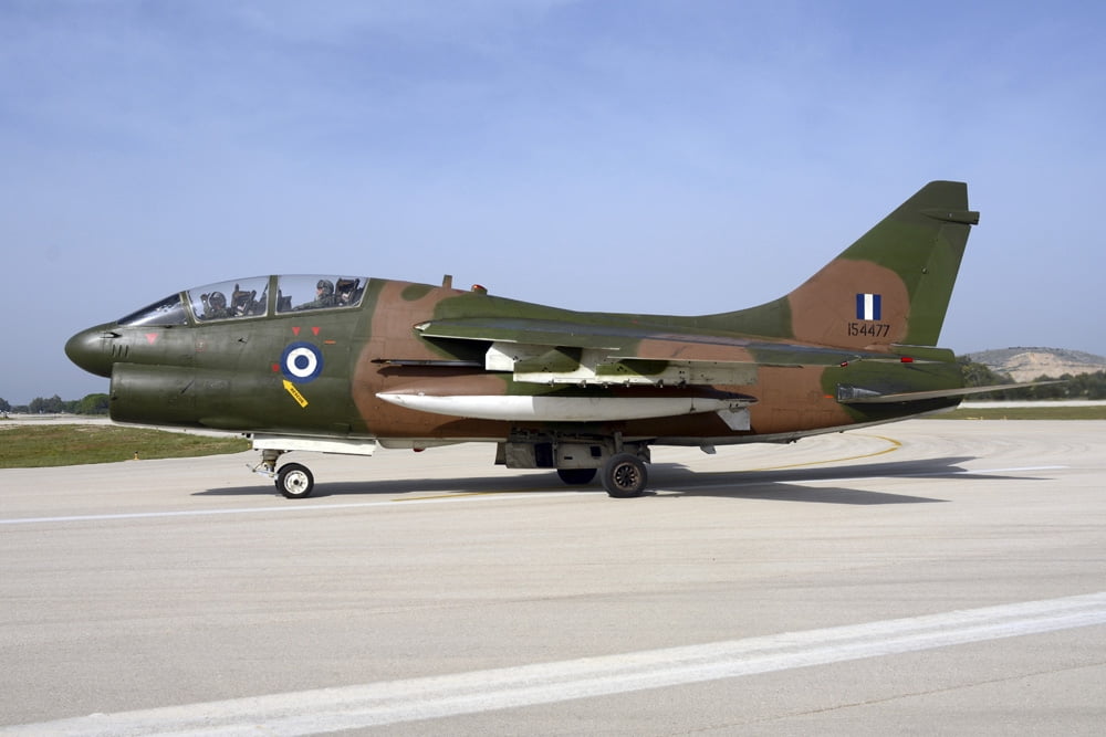 Hellenic Air Force TA-7C Corsair taxiing at Araxos Air Base Canvas Art - Daniele FaccioliStocktrek Images (17 x 12)