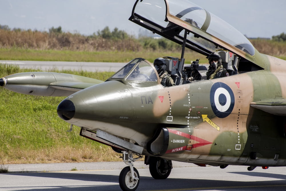 Hellenic Air Force pilots sitting inside a T-2E Buckeye Canvas Art - Timm ZiegenthalerStocktrek Images (17 x 12)