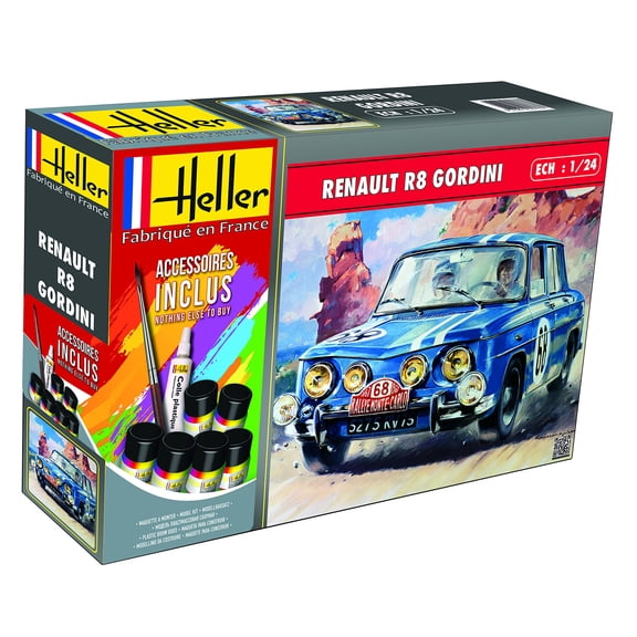 Heller 56700 Renault R8 Gordini, mit Farbe, Kleber, Pinsel Modellbausatz, grau