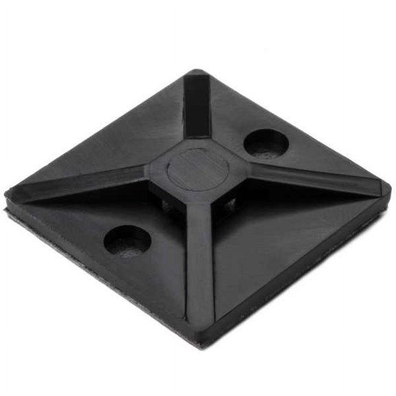 HellermannTyton 151-00810 Acrylic Adh. Bases, .18" Max tie width, 1.12'' Length/Width, .18'' Hole Dia., PA66UV, Black, 100/pkg