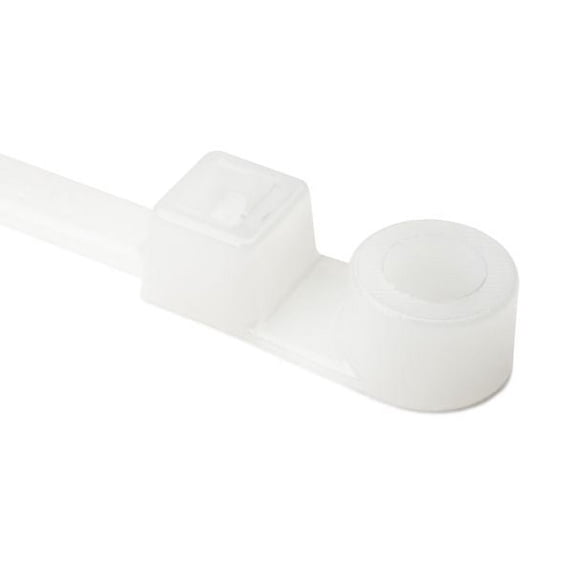 HellermannTyton T50MR9X2 Screw-Mount Cable Tie, 8.5" Long, #10 Screw, 1.8" Max Bundle Dia, 50lb, PA66, Natural, 25/pkg