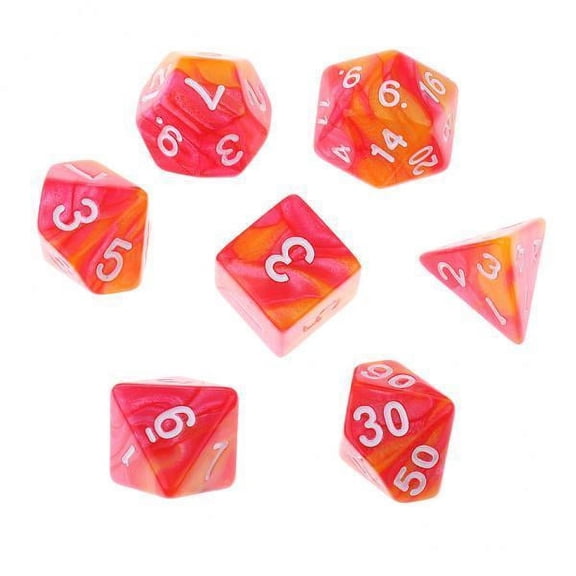 Hellery 2x 7pcs Polyhedral Dice for for and Dragons Dice Table Games Red orange 2 Pcs