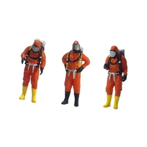 Hellery 3Pcs Standing Firefighter Figure Model Miniature Man Hand Painted Character Doll Architectural Building Miniature Scene 2.8cm orange