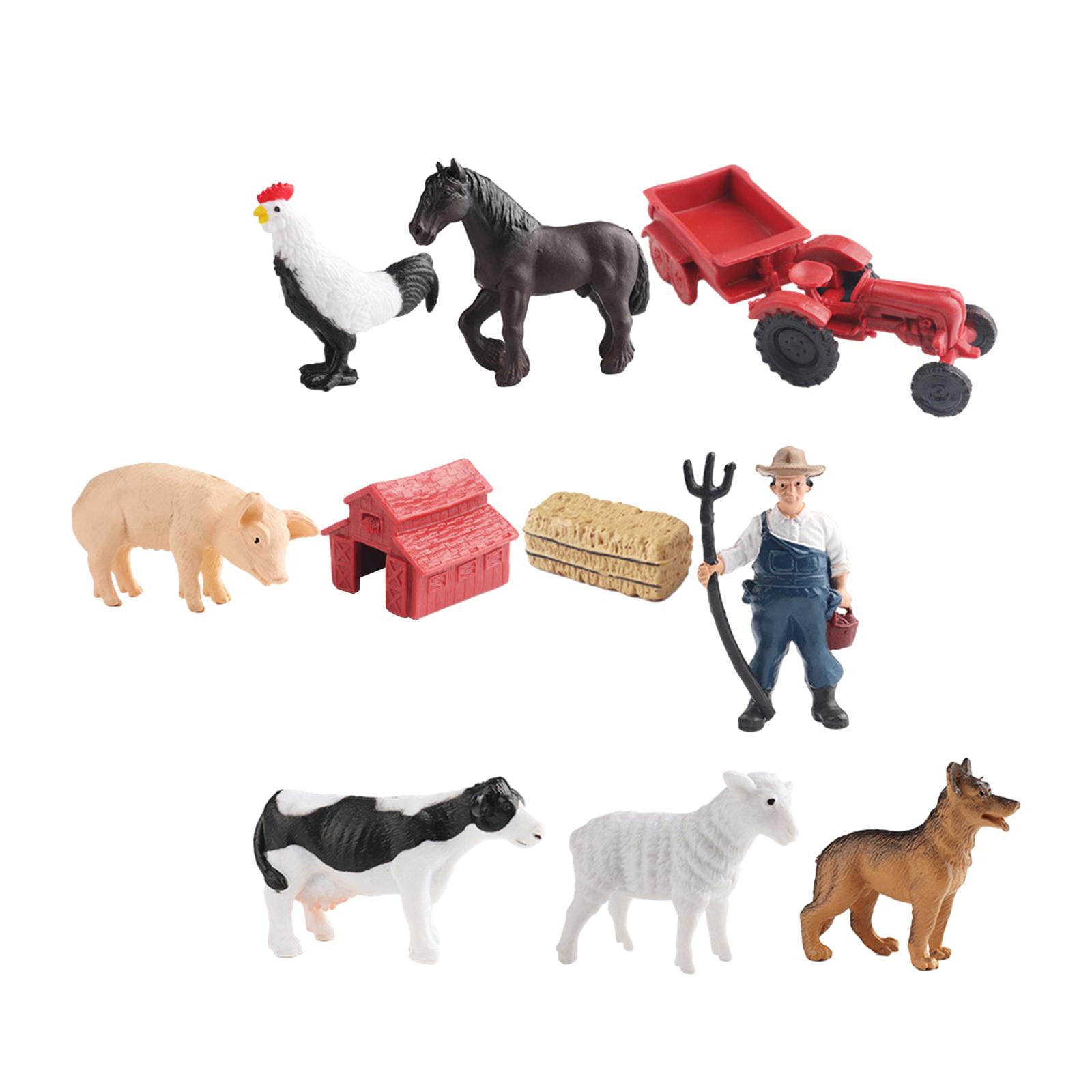 Hellery Mini Barn Farm Toys Playset Farm Animals Figurines Set, Farm ...