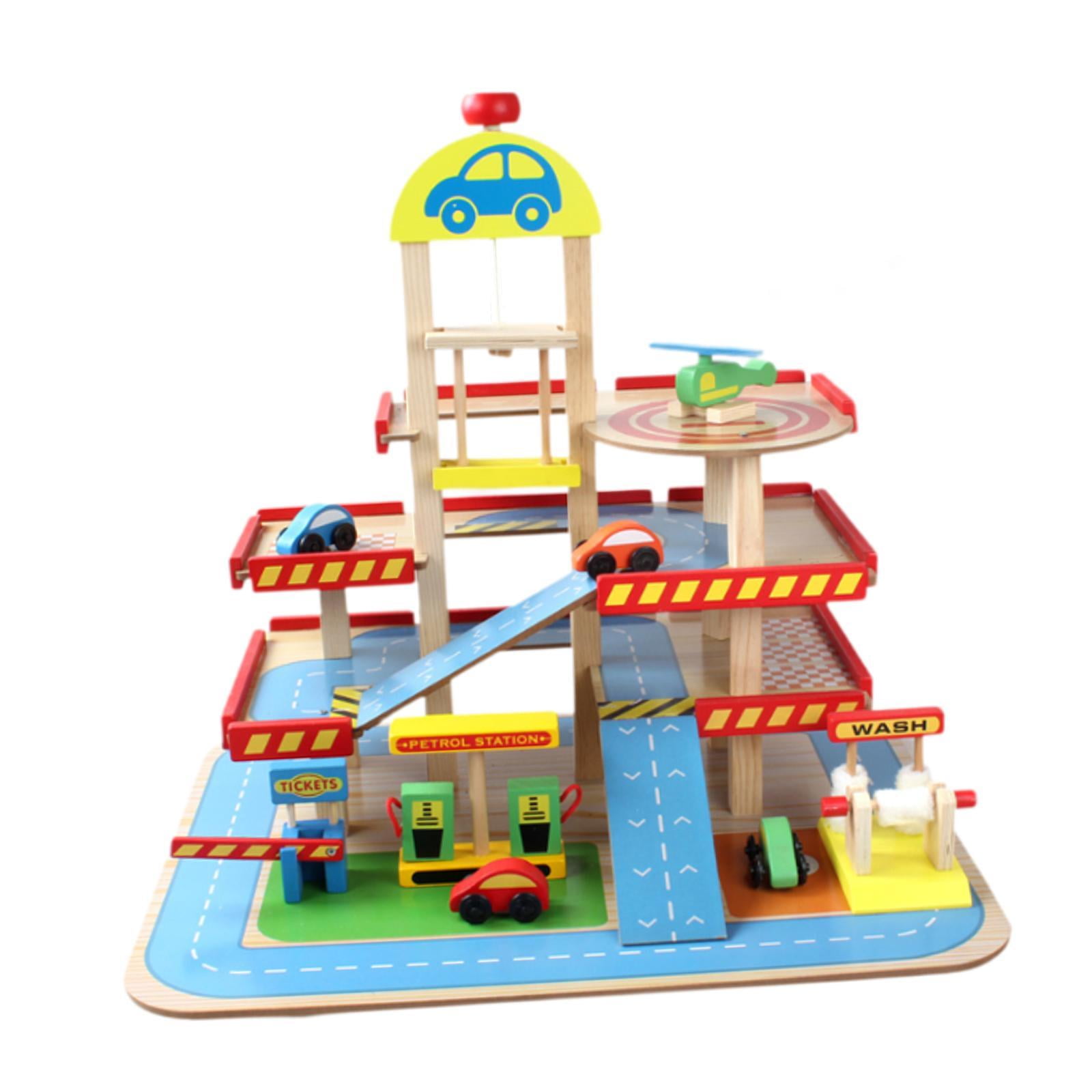 Hellery Play Garage Playset Garage Pretend Toy Ramps Cars Realistic ...