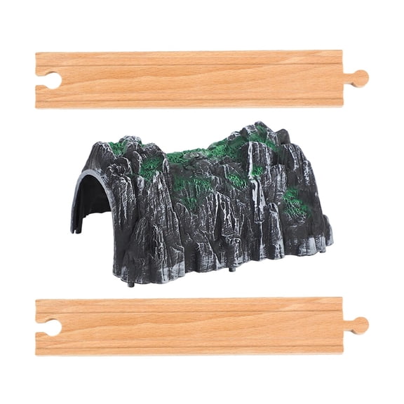 Hellery Straight Wooden Tracks Expansion Rockery Train Cave Tunnel Model Accessories, DIY, Simulation Train Track Connectors for Home Small Mountain