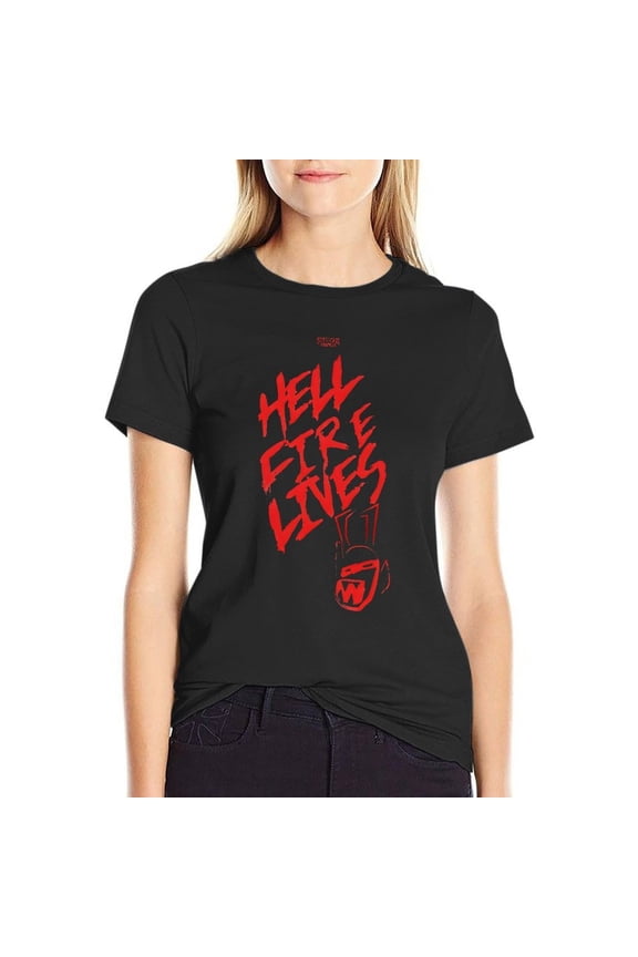Hellfire Lives Women’s Short Sleeve Cotton T-Shirt HD Graphic Printed Tee Casual Crew Neck Top 2XL
