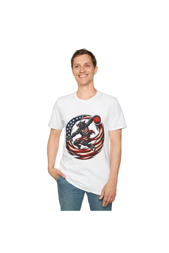 Hellhound Basketball Windmill Patriotic Circle Motion Unisex Softstyle T-Shirt