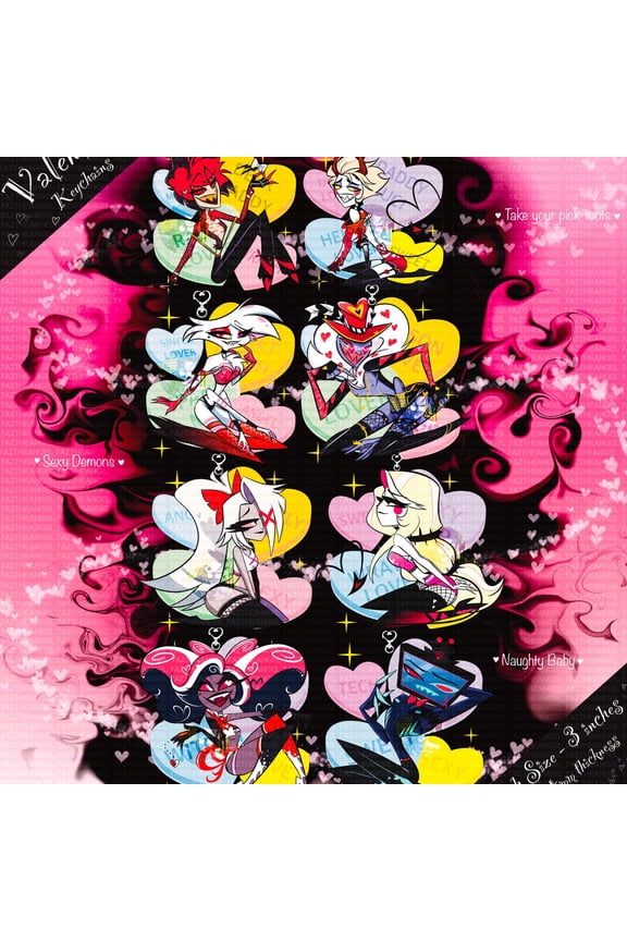 Hellish Hazbin Hotel Valentine Wave 3 Candy Heart Acrylic Keychains (1 keychain)
