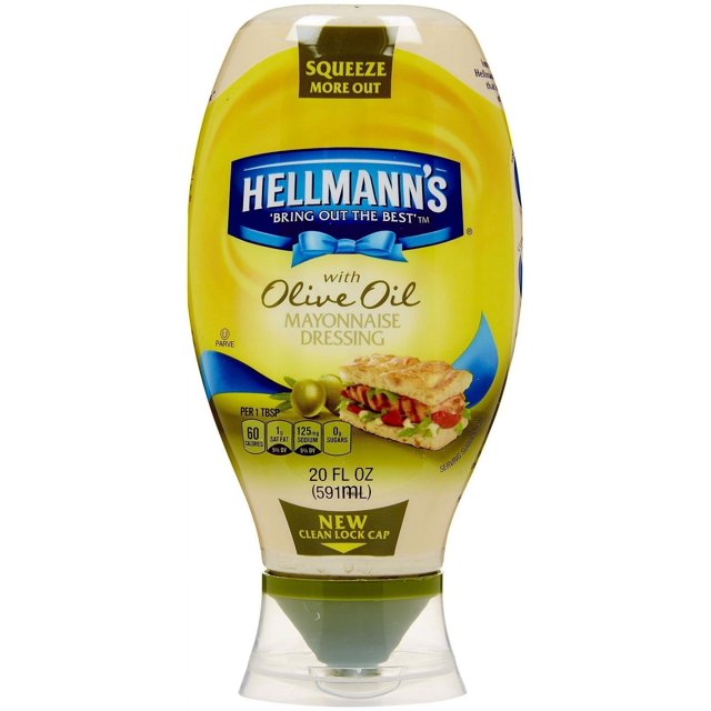 Hellmann,S Mayonnaise Dressing With Olive Oil, Squeeze 20 Oz