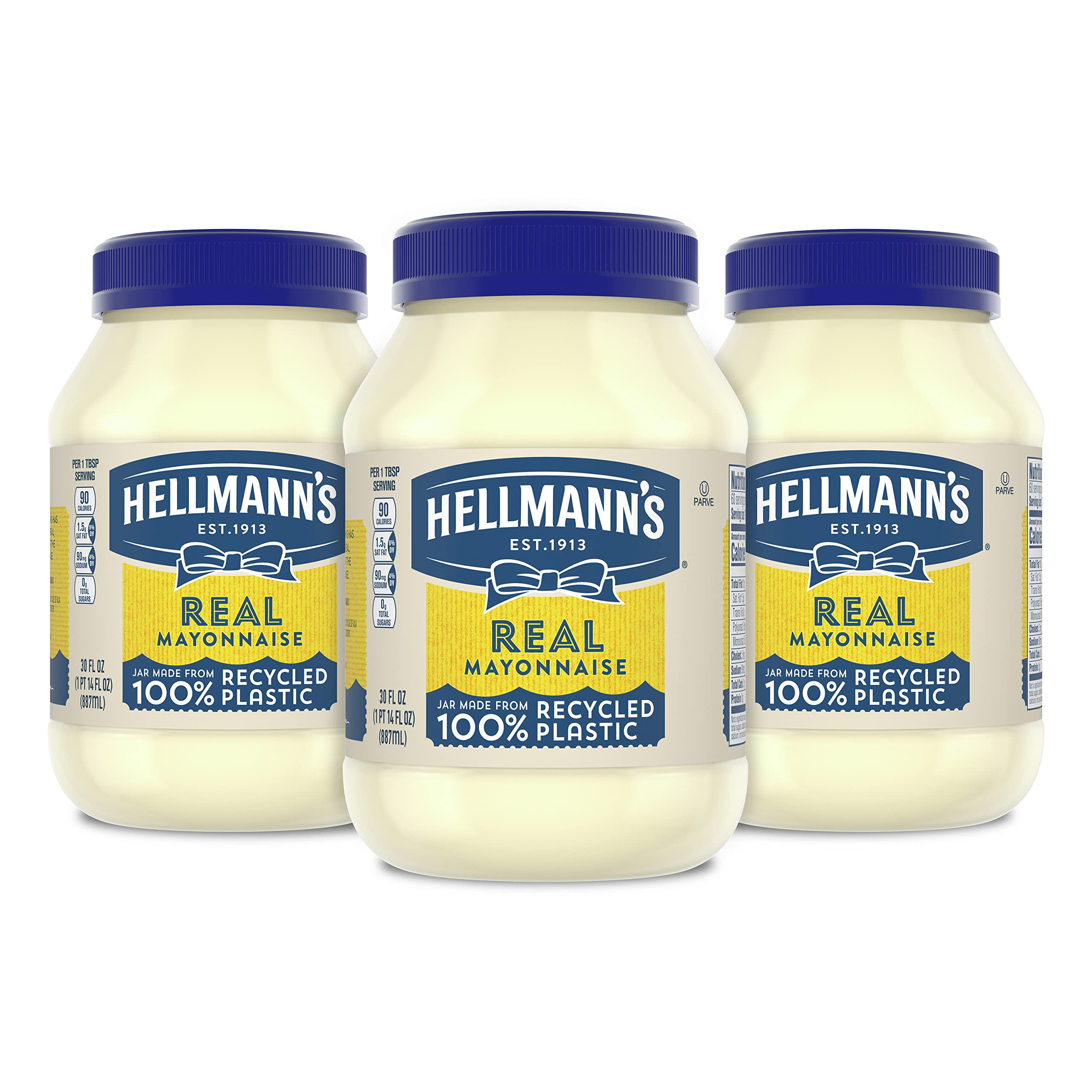 Hellmann,S Real Mayonnaise, Gluten Free, Made With 100% Cage-Free Eggs, 30 Fl Oz, Pack Of 3