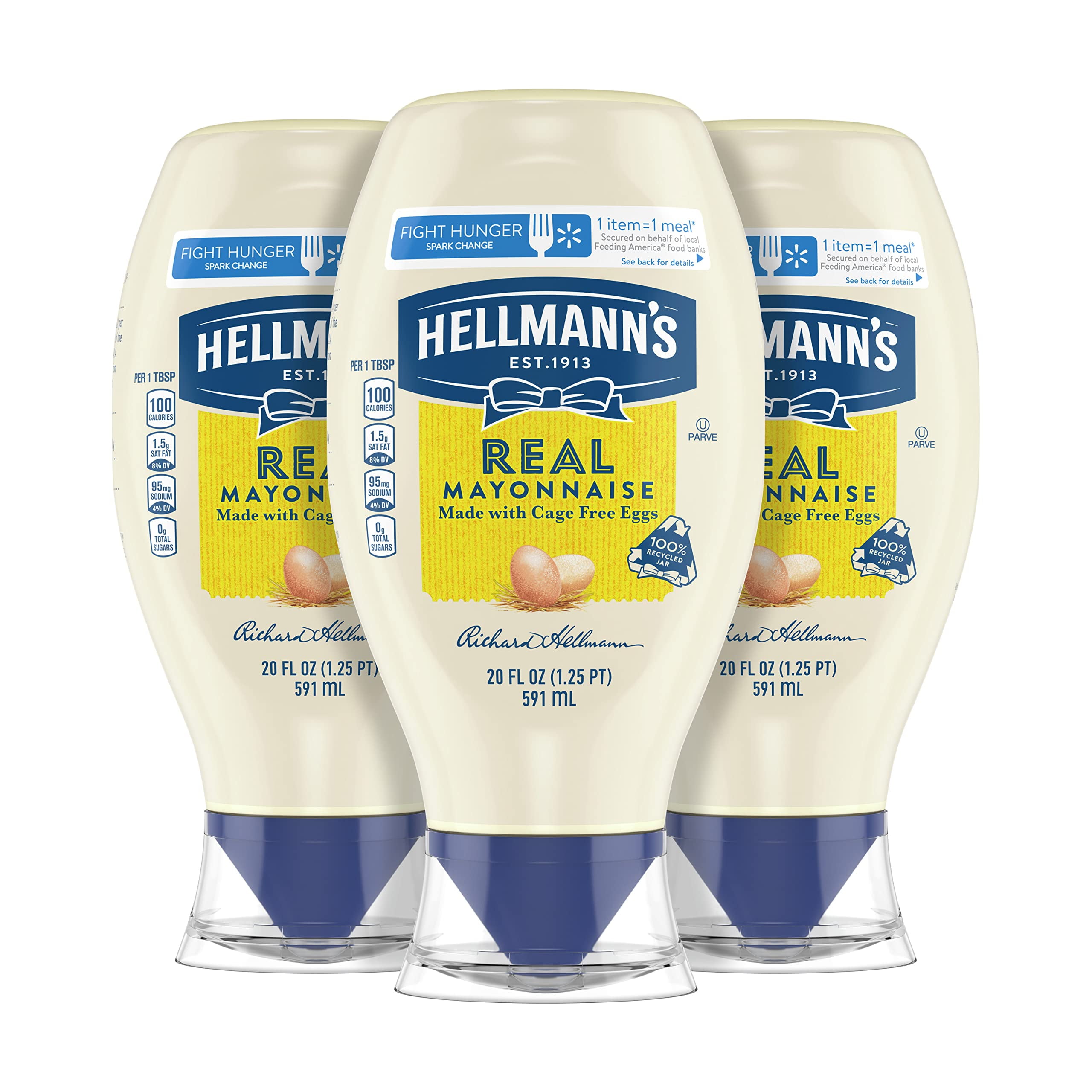 Hellmann,S Real Mayonnaise Squeeze Bottle 3 Count A Rich Creamy
