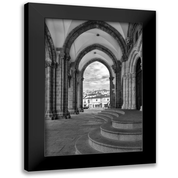 Hellmann, Stan 13x18 Black Modern Framed Museum Art Print Titled - Evora Cathedral BW
