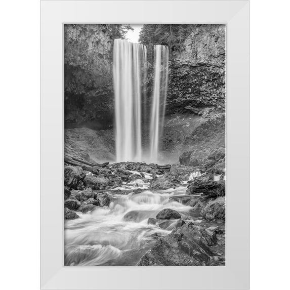 Hellmann, Stan 23x32 White Modern Wood Framed Museum Art Print Titled - Tamanawas Falls II BW