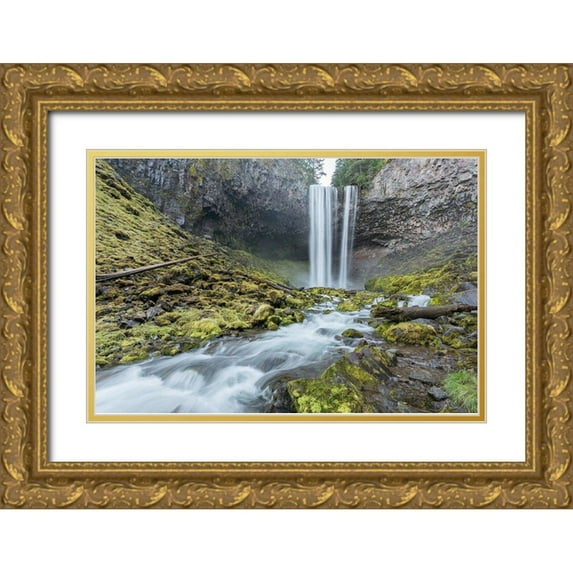Hellmann, Stan 32x23 Gold Ornate Wood Framed with Double Matting Museum Art Print Titled - Tamanawas Falls I