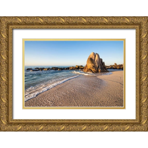 Hellmann, Stan 32x23 Gold Ornate Wood Framed with Double Matting Museum Art Print Titled - Whale Rock, Baja