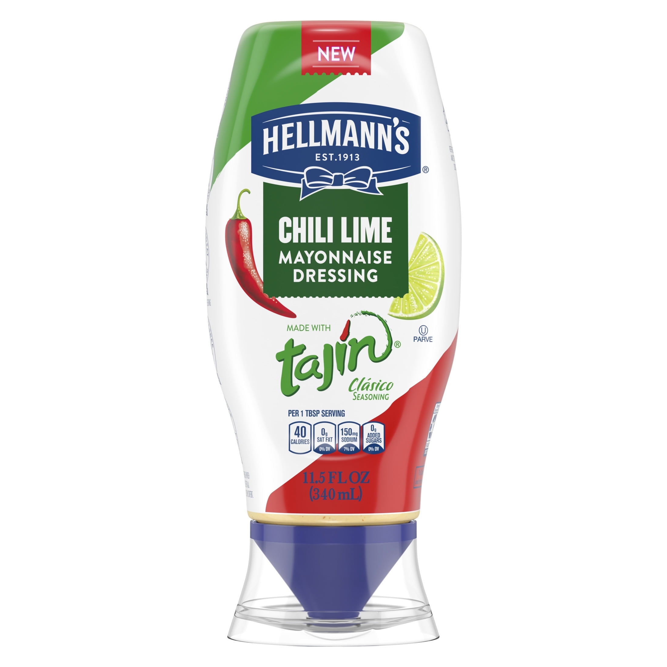 Hellmann's Chili Lime Mayonnaise Dressing Condiments Made with Tajin, 11.5 fl oz Squeeze Bottle
