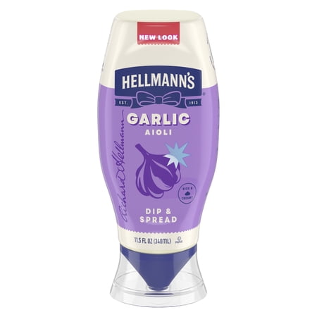 Hellmann's Garlic Aioli Dip & Spread Condiments Dipping Sauce, Shelf-Stable, 11.5 fl oz Squeeze Bottle