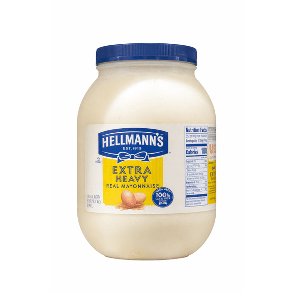 Hellmanns Extra Heavy Real Mayonnaise, 1 Gallon (128 fl oz), Foodservice Style