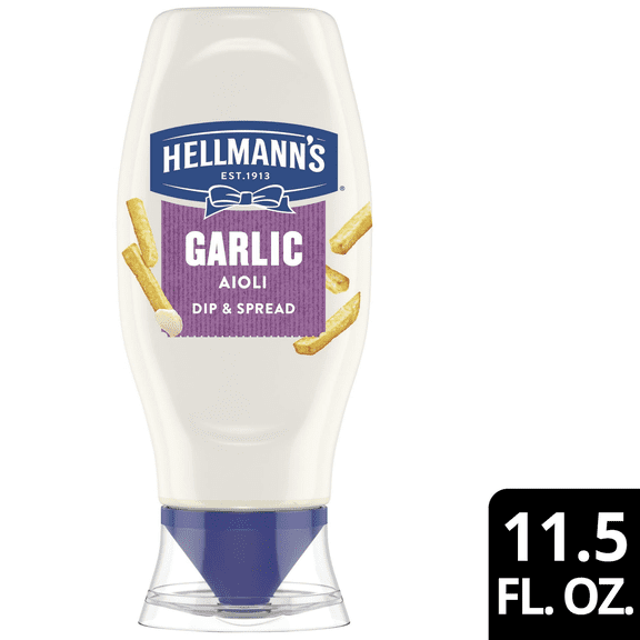 Hellmann's Garlic Aioli Dip & Spread Condiments Dipping Sauce, 11.5 fl oz