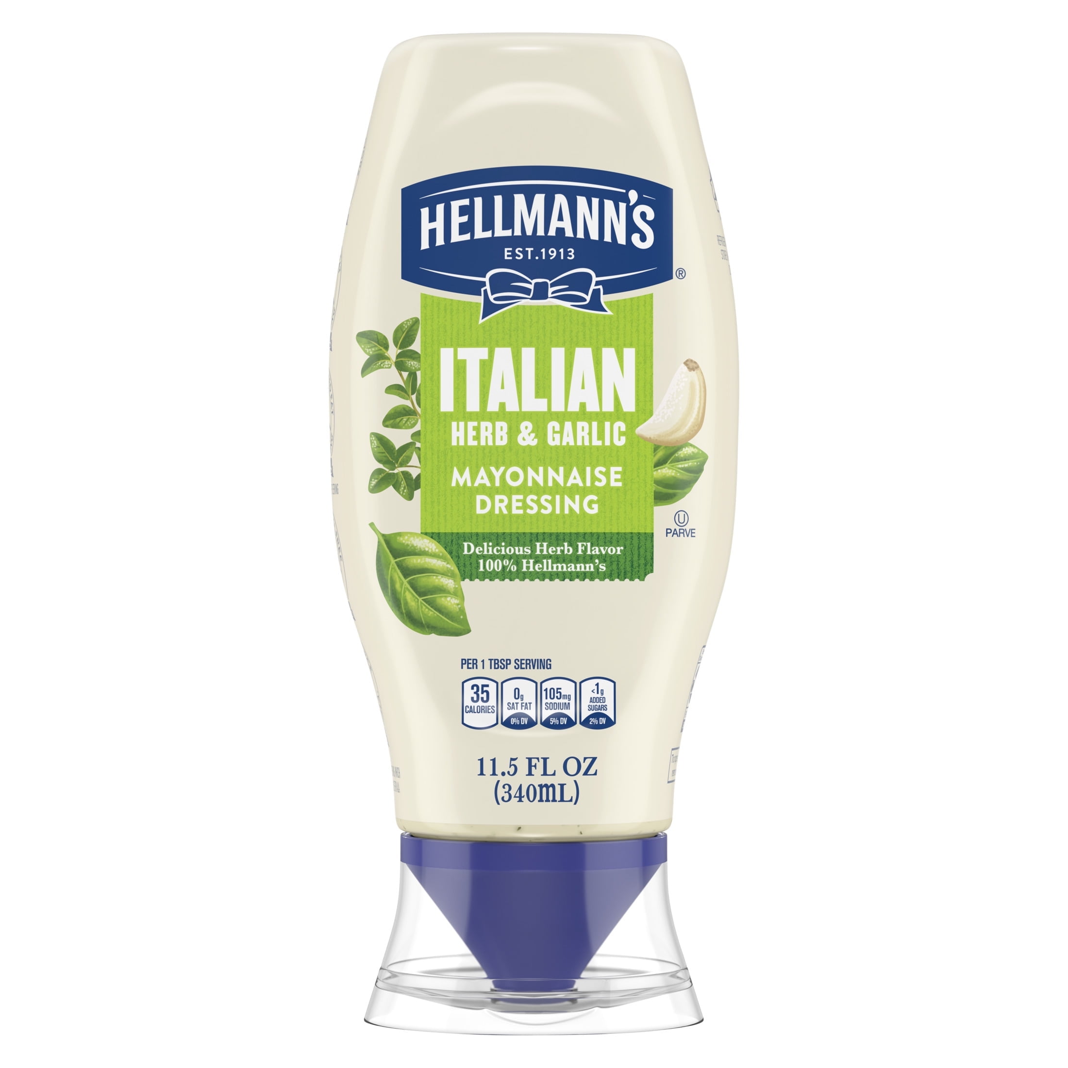 Hellmann's Italian Herb & Garlic Mayonnaise Dressing Condiments, 11.5 fl oz Squeeze Bottle