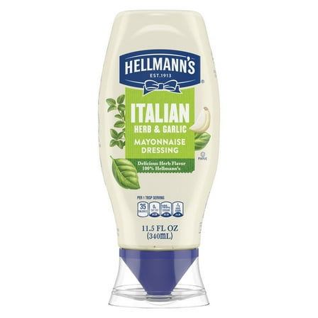 Hellmann's Italian Herb & Garlic Mayonnaise Dressing Condiments, 11.5 fl oz Squeeze Bottle