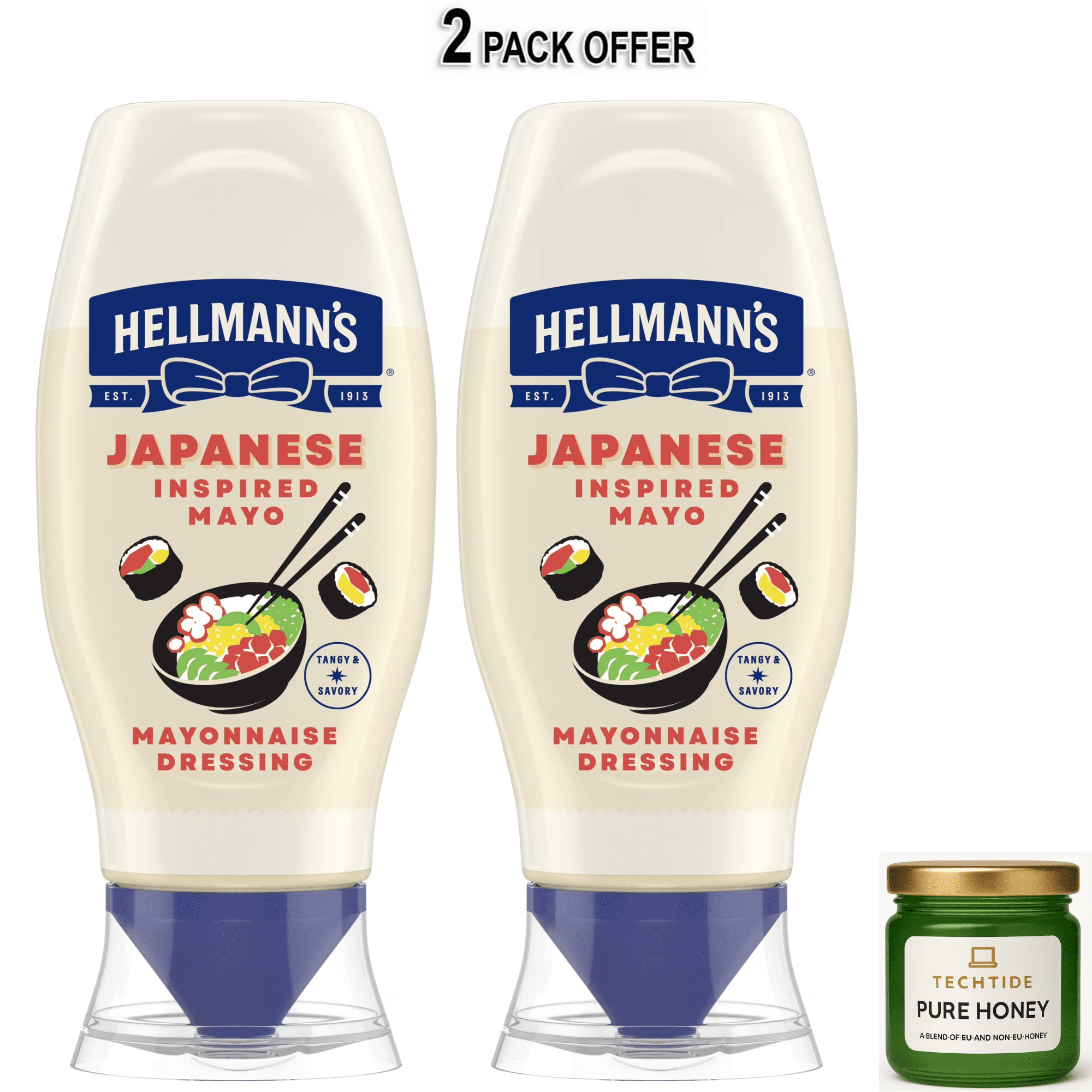 Hellmann's Japanese-Inspired Tangy & Savory Mayonnaise Dressing for Sushi, Poke Bowls & More, Japanese Style Mayo with a Boost of Umami, 11.5 fl oz
