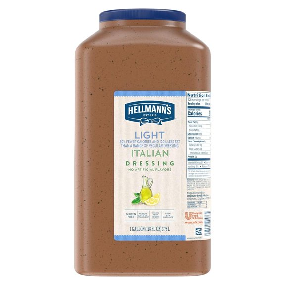 Hellmann's Light Italian Salad Dressing Jug Gluten Free, No Artificial Flavors or High Fructose Corn Syrup, Colors from Natural Sources, 1 gallon